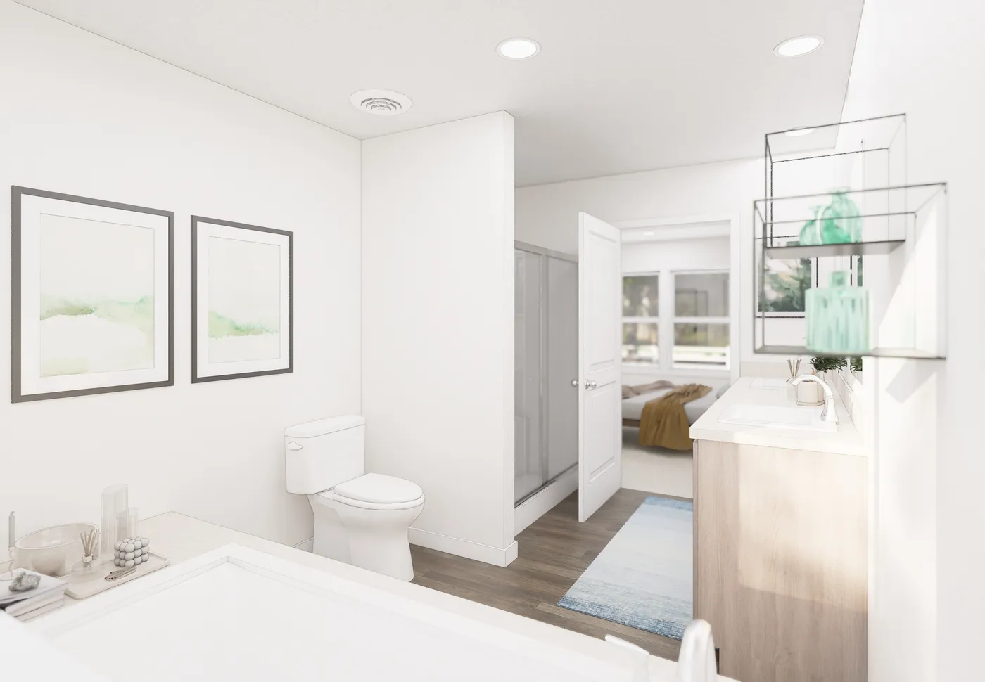 The 5017 IMAGINE Primary Bathroom. This Manufactured Mobile Home features 3 bedrooms and 2 baths.