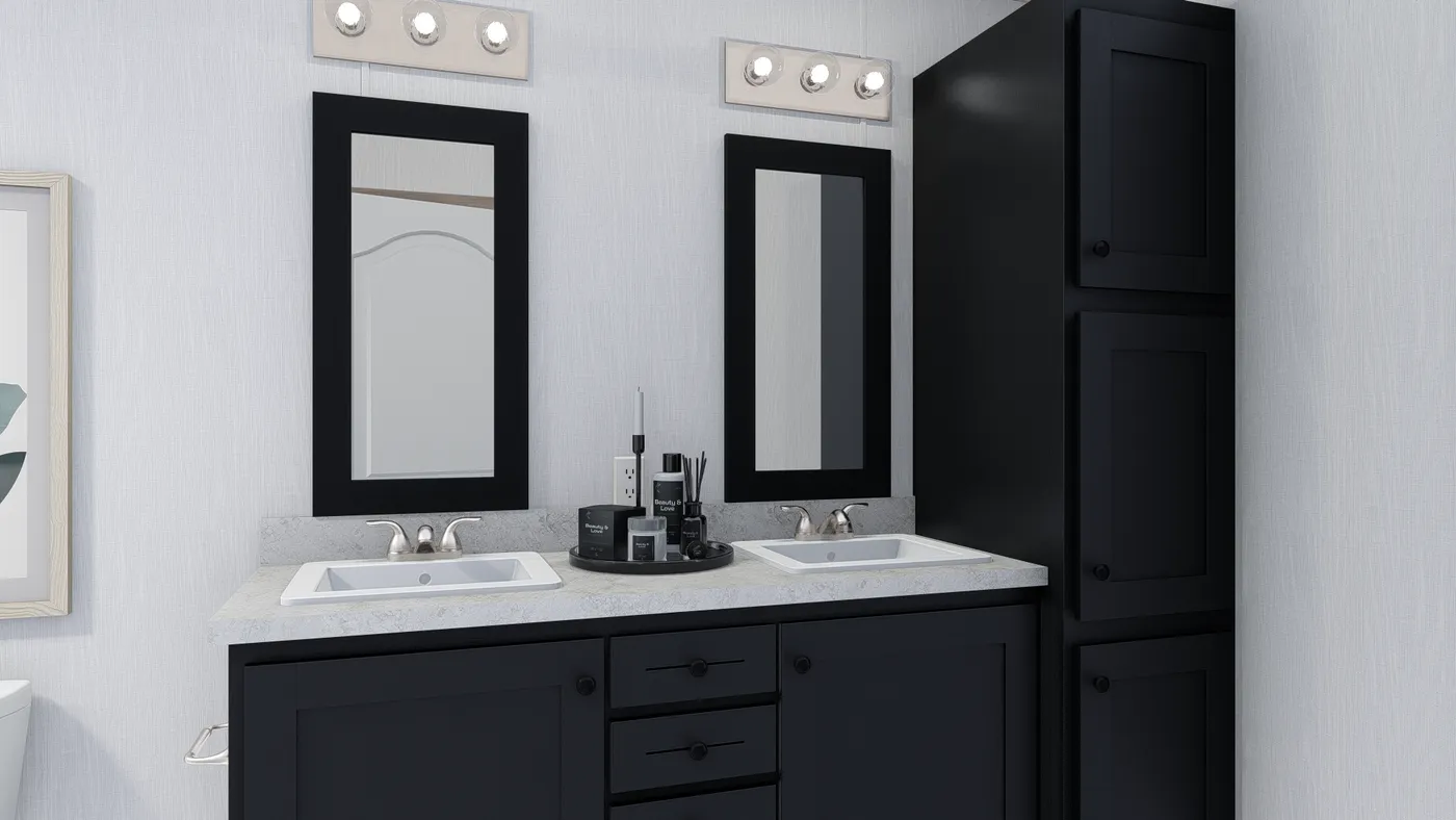 The 5616-4779 THE PULSE Primary Bathroom. This Manufactured Mobile Home features 2 bedrooms and 2 baths.