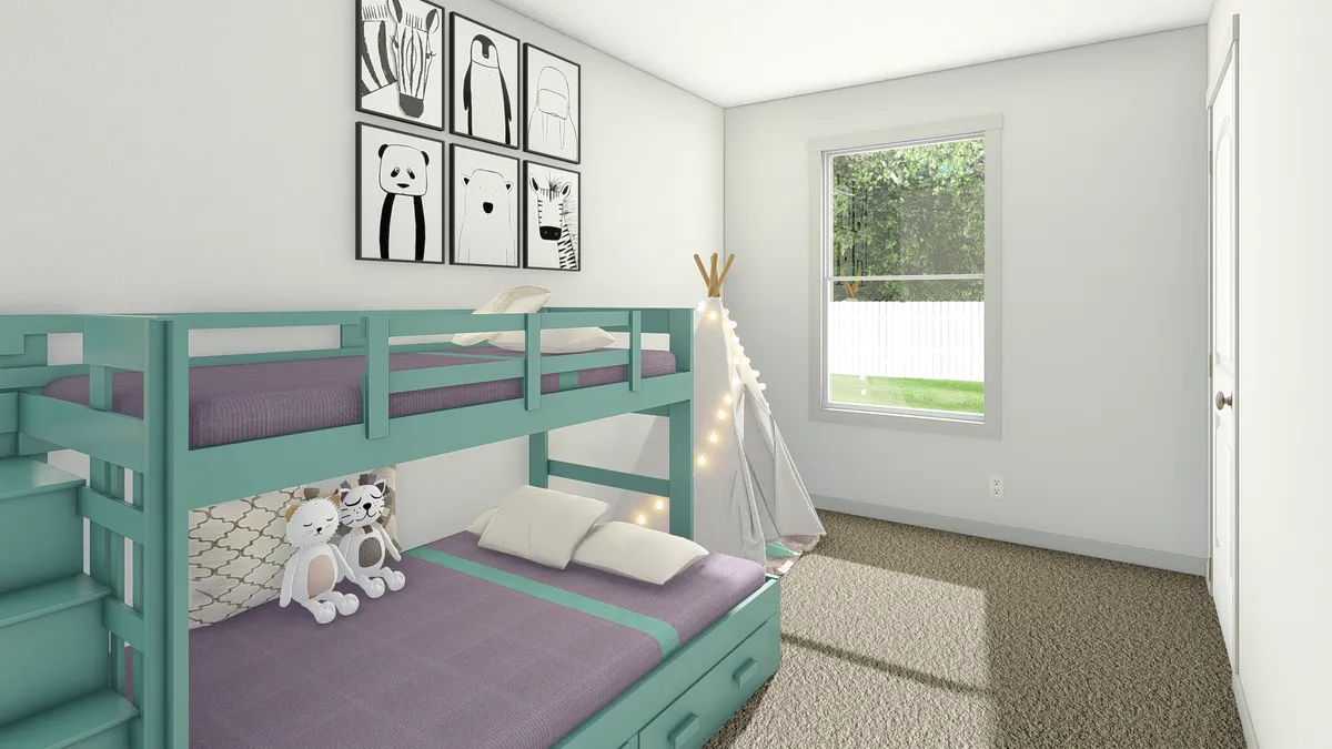 The ABBEY ROAD Bedroom. This Manufactured Mobile Home features 3 bedrooms and 2 baths.