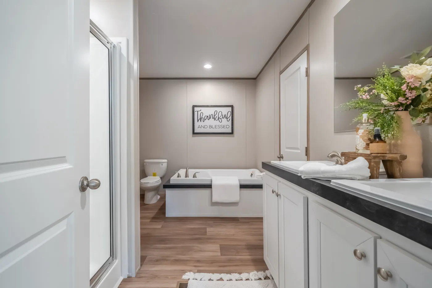 The VISTA Primary Bathroom. This Manufactured Mobile Home features 3 bedrooms and 2 baths.