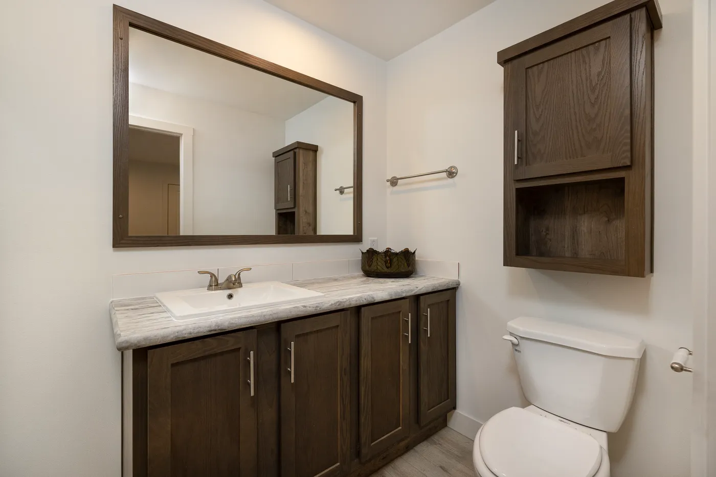 The RAMSEY 217-1 Primary Bathroom. This Manufactured Mobile Home features 3 bedrooms and 2 baths.