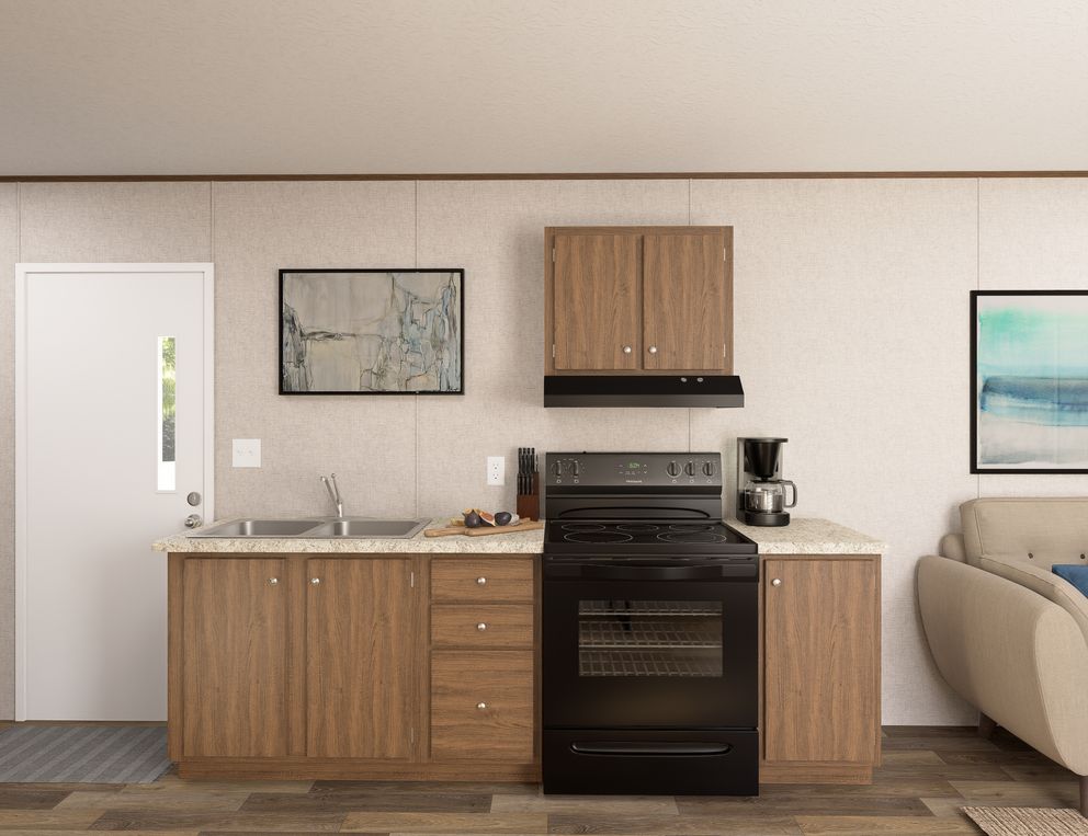 The TULIP Kitchen. This Manufactured Mobile Home features 2 bedrooms and 1 bath.