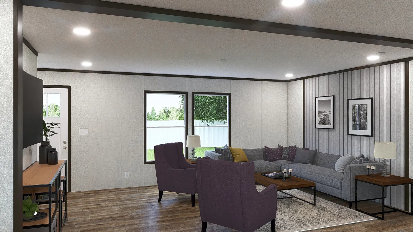 The AMBITION Living Room. This Manufactured Mobile Home features 4 bedrooms and 2 baths.