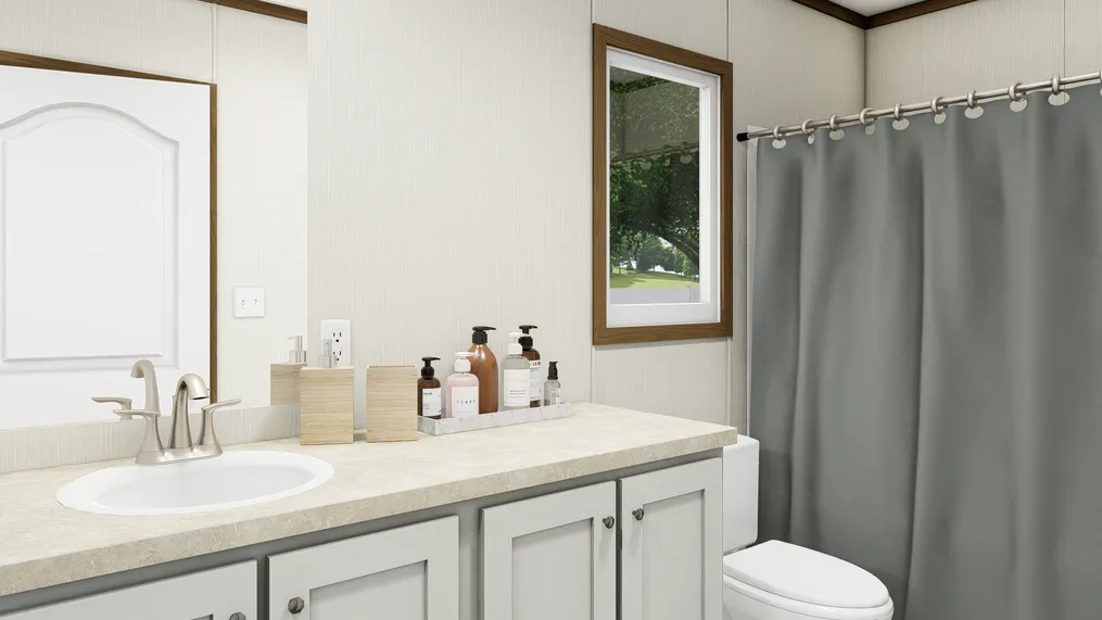 The SPIRIT Primary Bathroom. This Manufactured Mobile Home features 2 bedrooms and 2 baths.