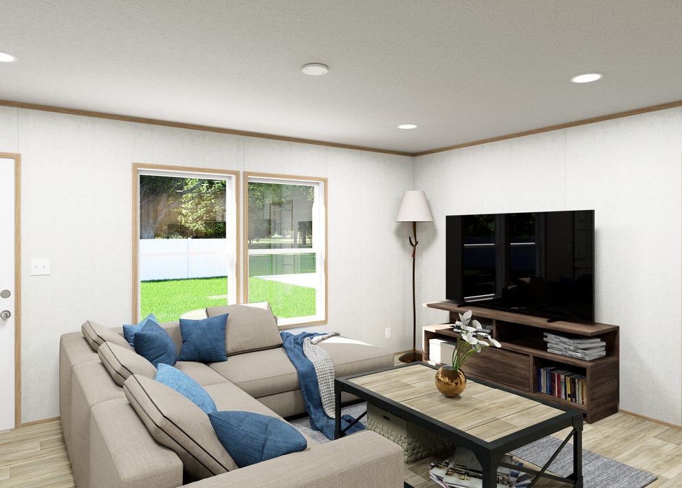 The ASPIRE Living Room. This Manufactured Mobile Home features 3 bedrooms and 2 baths.