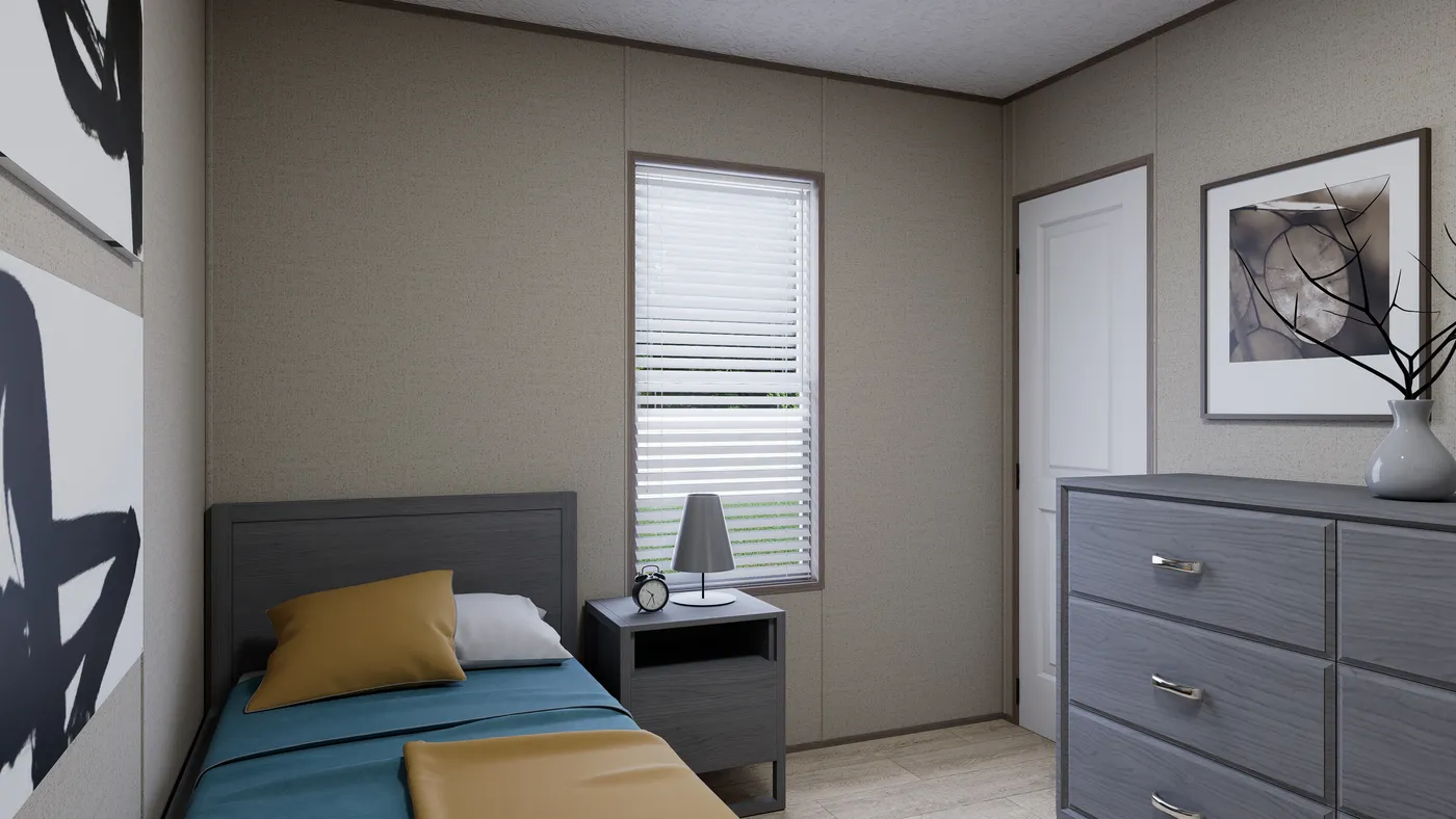 The THE ANNIVERSARY 76 Guest Bedroom. This Manufactured Mobile Home features 3 bedrooms and 2 baths.