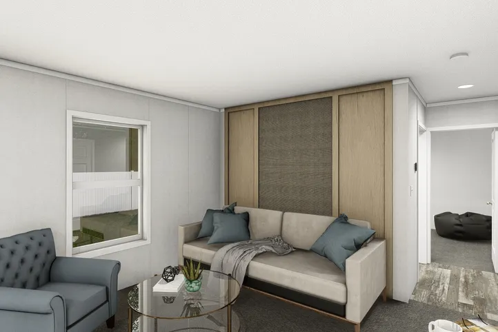 The RUBY Living Room. This Manufactured Mobile Home features 2 bedrooms and 2 baths.