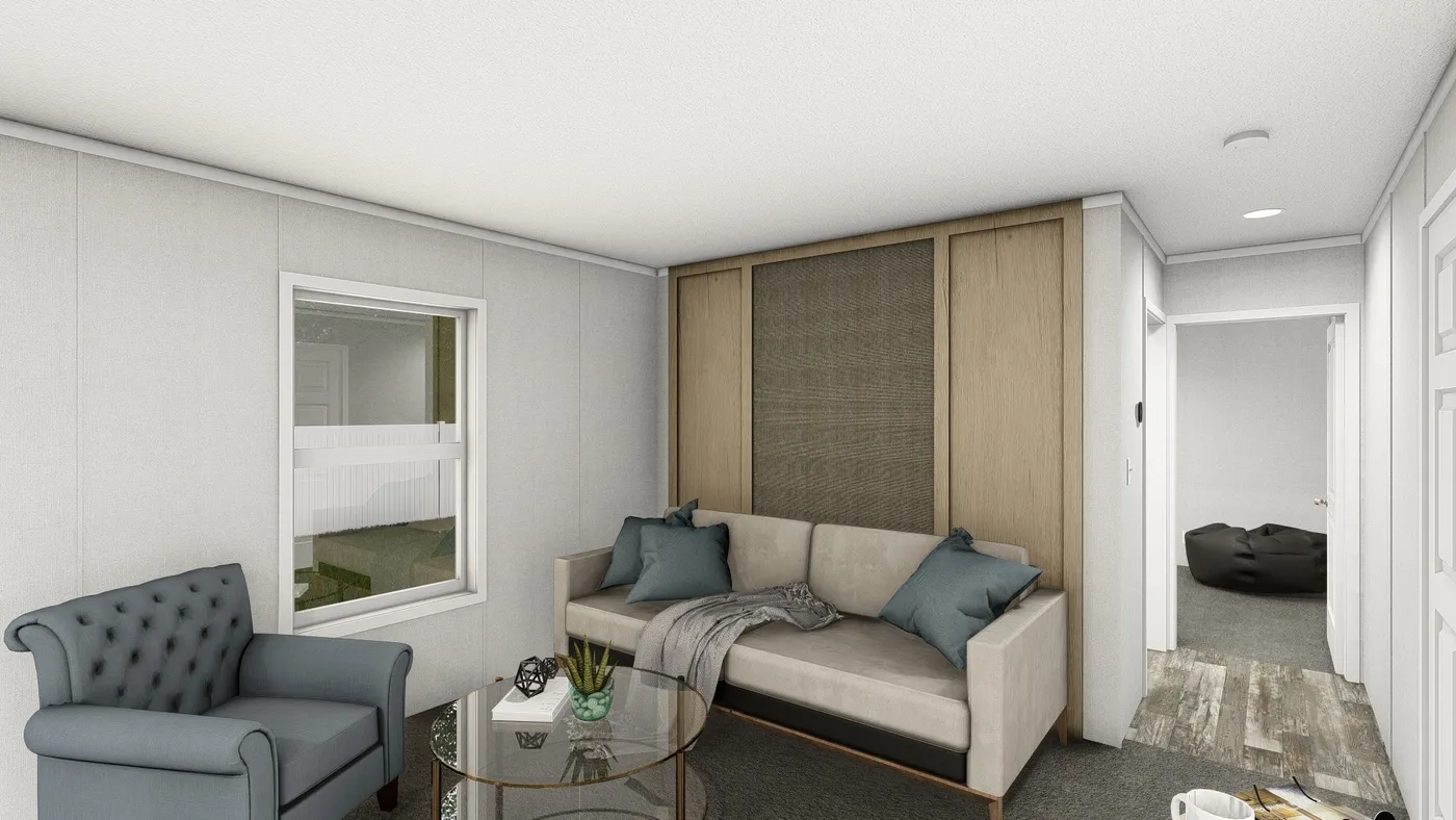 The RUBY Living Room. This Manufactured Mobile Home features 2 bedrooms and 2 baths.