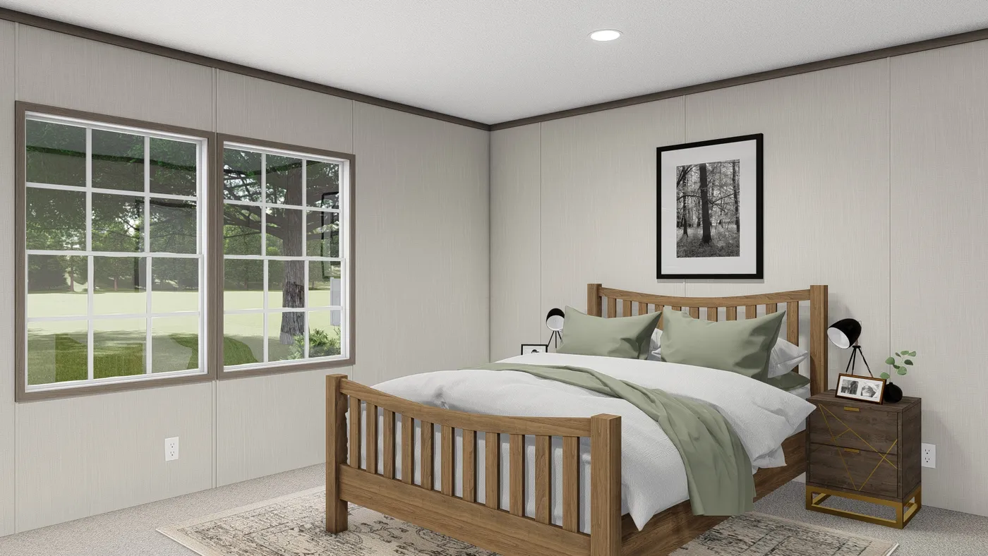 The ULTRA PRO 4 BR 28X60 Primary Bedroom. This Manufactured Mobile Home features 4 bedrooms and 2 baths.