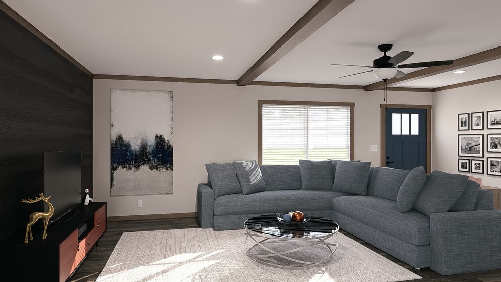The FARM 3 FLEX ELITE Living Room. This Manufactured Mobile Home features 3 bedrooms and 2 baths.