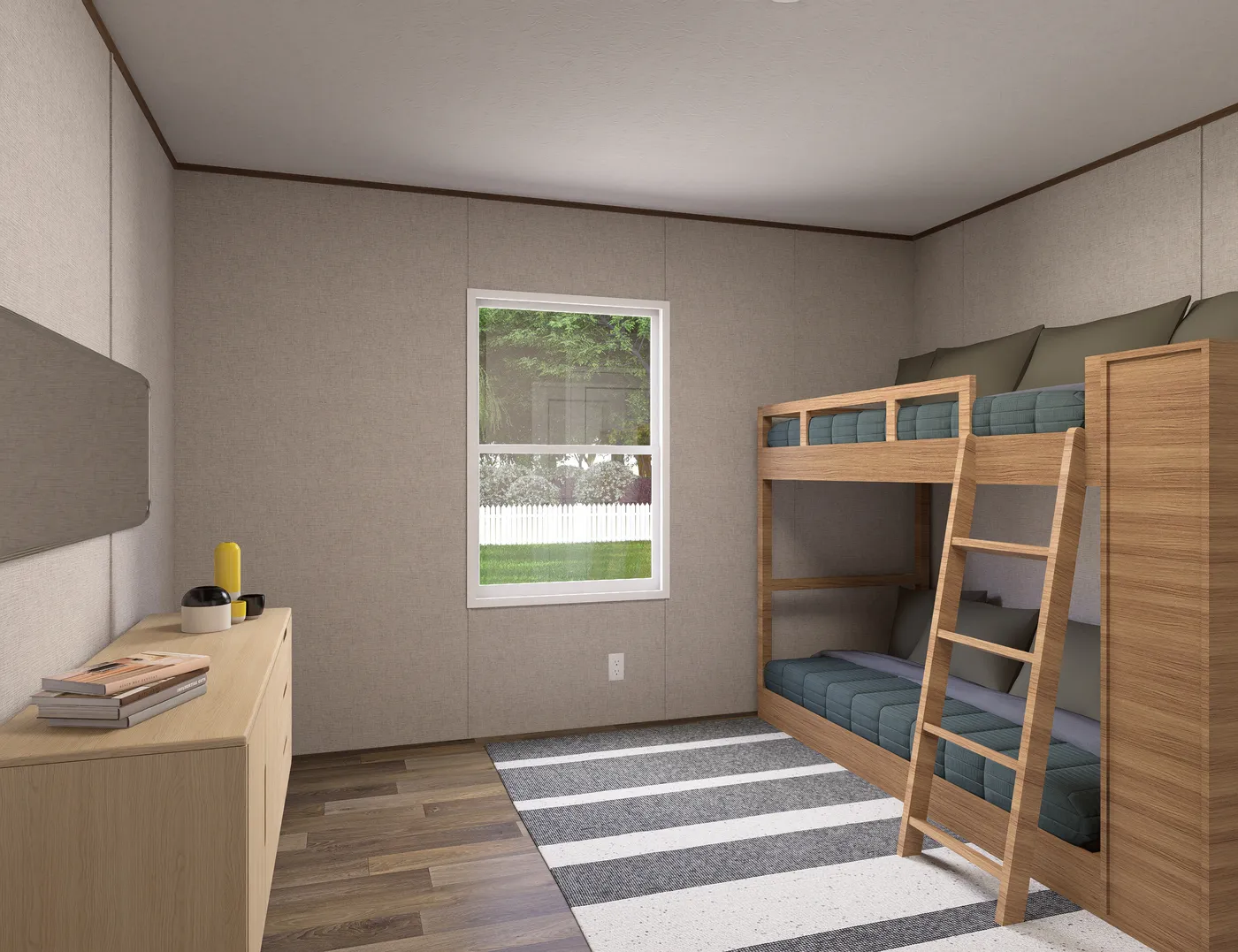 The REDWOOD Guest Bedroom. This Manufactured Mobile Home features 5 bedrooms and 3 baths.