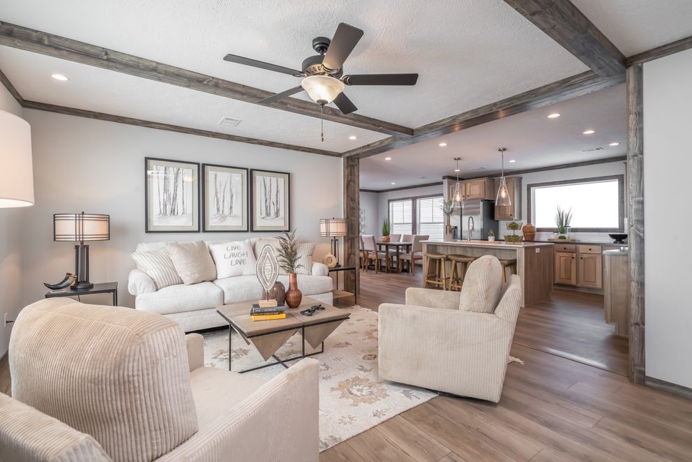 The THE JACKSON Living Room. This Manufactured Mobile Home features 4 bedrooms and 2 baths.