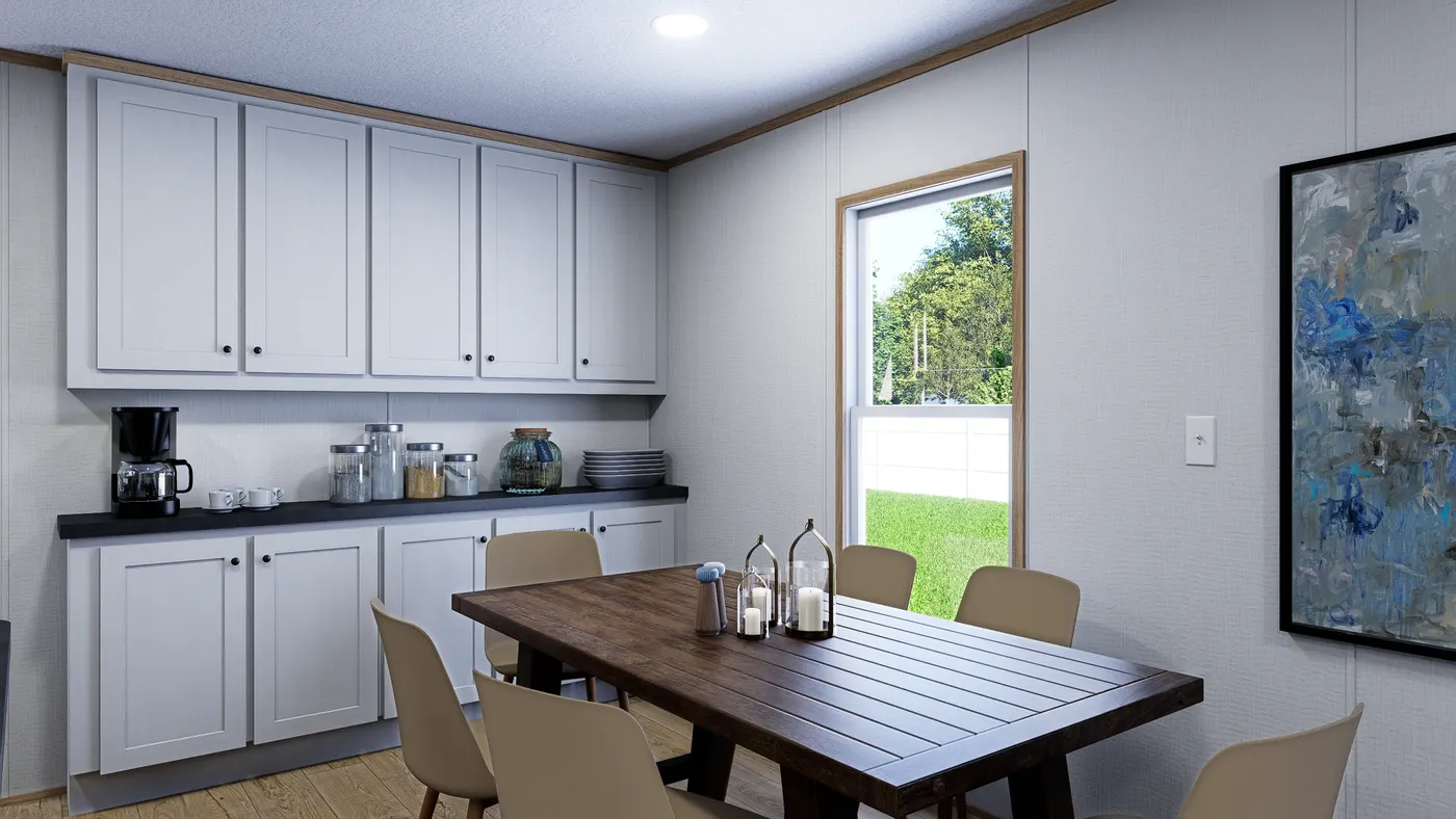 The OASIS Dining Area. This Manufactured Mobile Home features 3 bedrooms and 2 baths.
