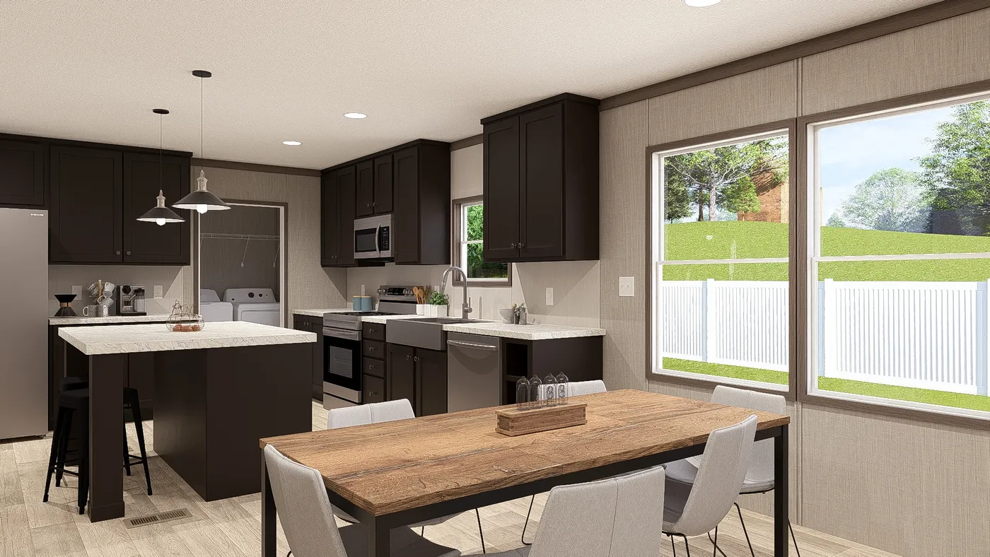 The ULTRA PRO 3 BR 28X60 Dining Area. This Manufactured Mobile Home features 3 bedrooms and 2 baths.