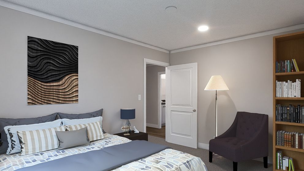 The ROCKET MAN Guest Bedroom. This Manufactured Mobile Home features 3 bedrooms and 2 baths.