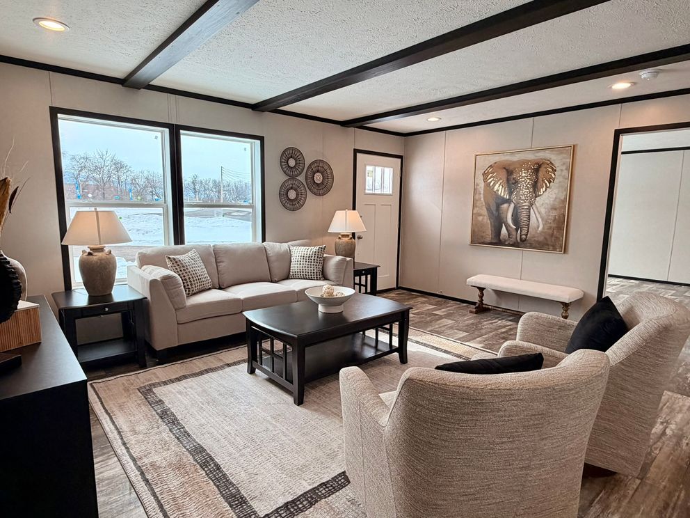 The DIAMOND Living Room. This Manufactured Mobile Home features 3 bedrooms and 2 baths.