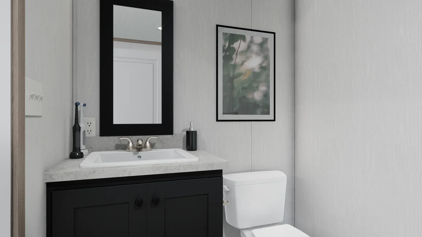 The 6016-4711 THE PULSE Primary Bathroom. This Manufactured Mobile Home features 2 bedrooms and 2 baths.