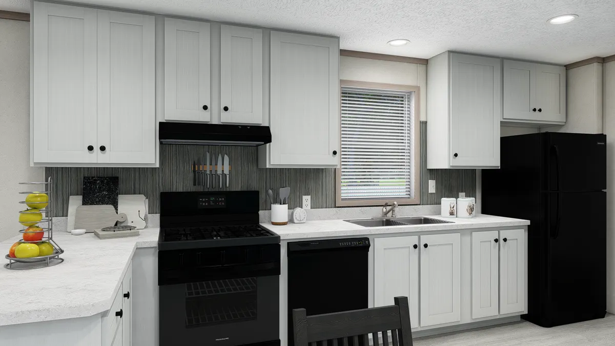 The 6016-4711 THE PULSE Kitchen. This Manufactured Mobile Home features 2 bedrooms and 2 baths.