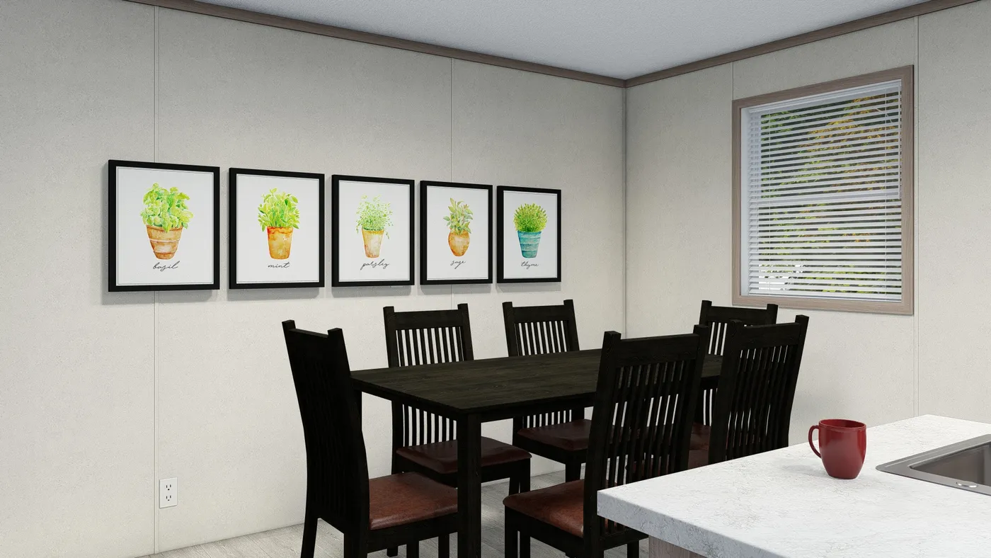 The 4828-5783 THE PULSE Dining Room. This Manufactured Mobile Home features 3 bedrooms and 2 baths.