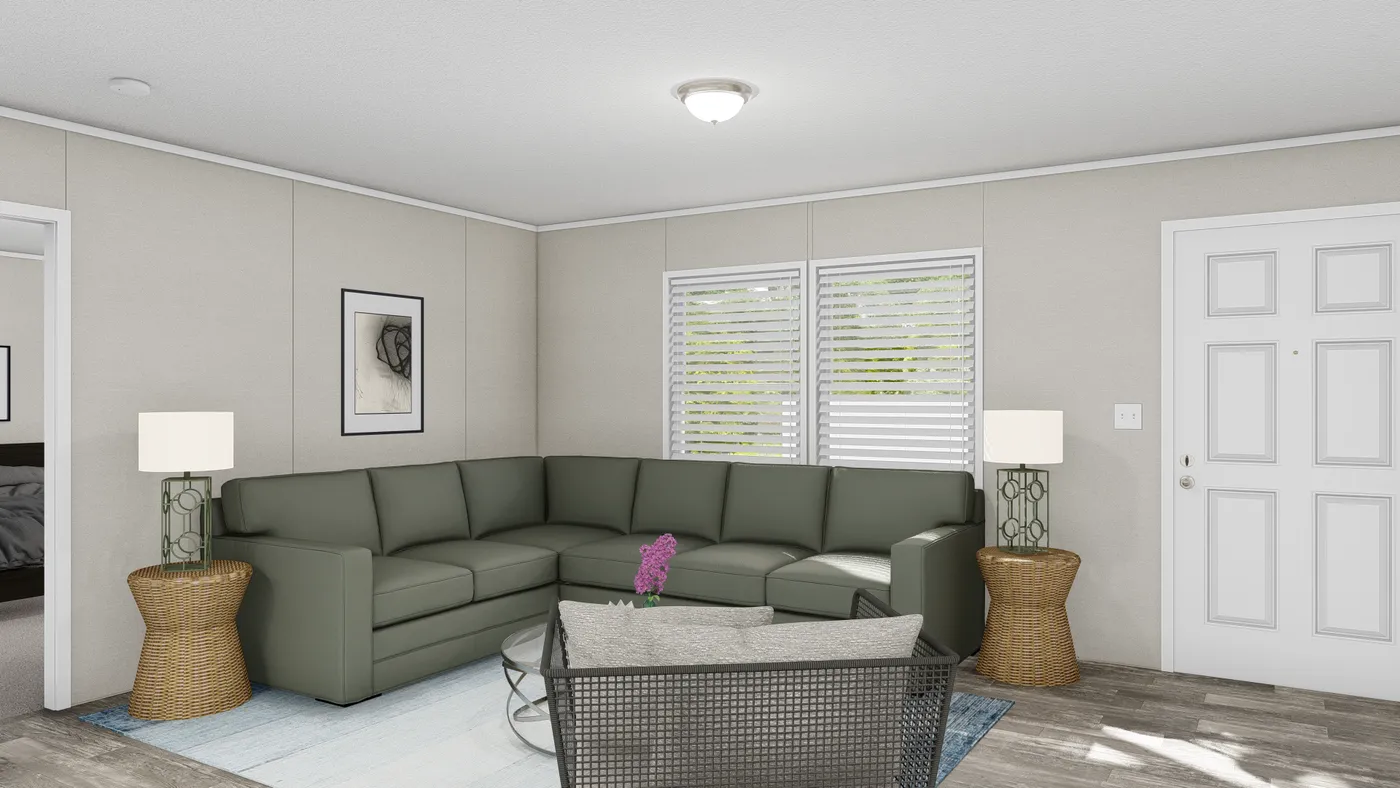 The ULTRA BREEZE 28X52 Living Room. This Manufactured Mobile Home features 3 bedrooms and 2 baths.