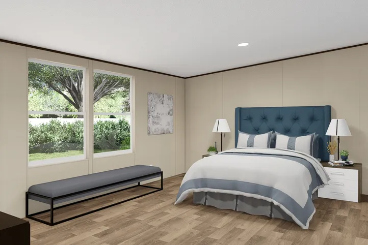 The THRILL Bedroom. This Manufactured Mobile Home features 3 bedrooms and 2 baths.