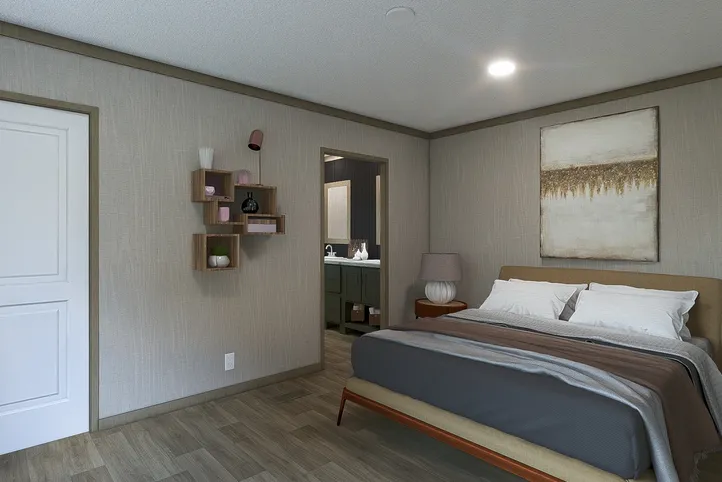 The SYDNEY Primary Bedroom. This Manufactured Mobile Home features 3 bedrooms and 2 baths.