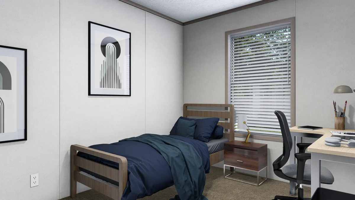 The 5616-4779 THE PULSE Guest Bedroom. This Manufactured Mobile Home features 2 bedrooms and 2 baths.