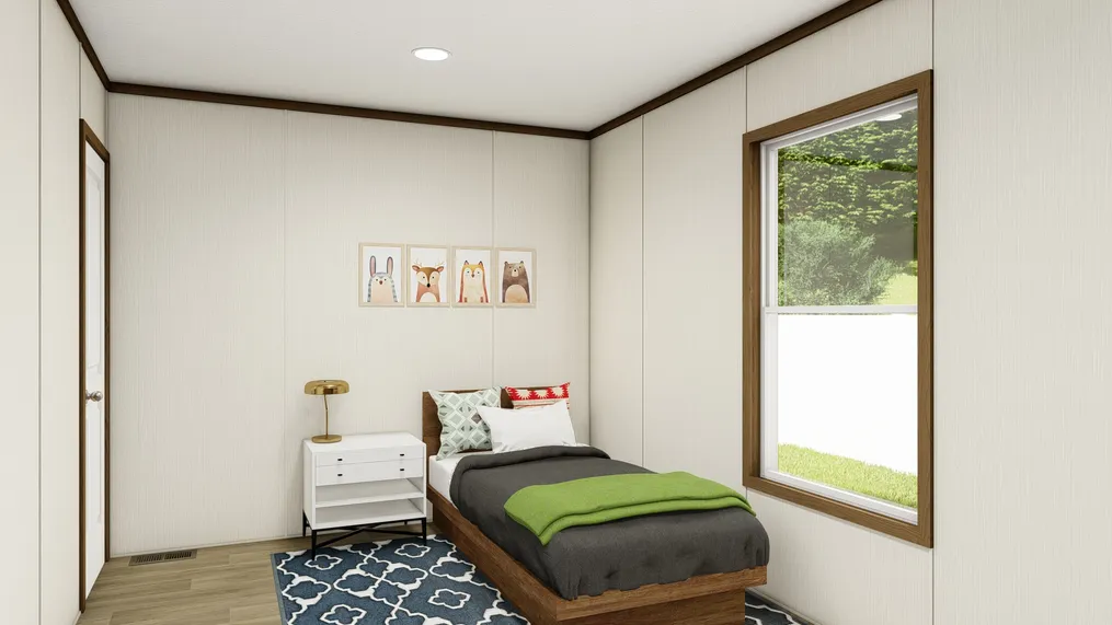 The THE DESIRE Bedroom. This Manufactured Mobile Home features 3 bedrooms and 2 baths.