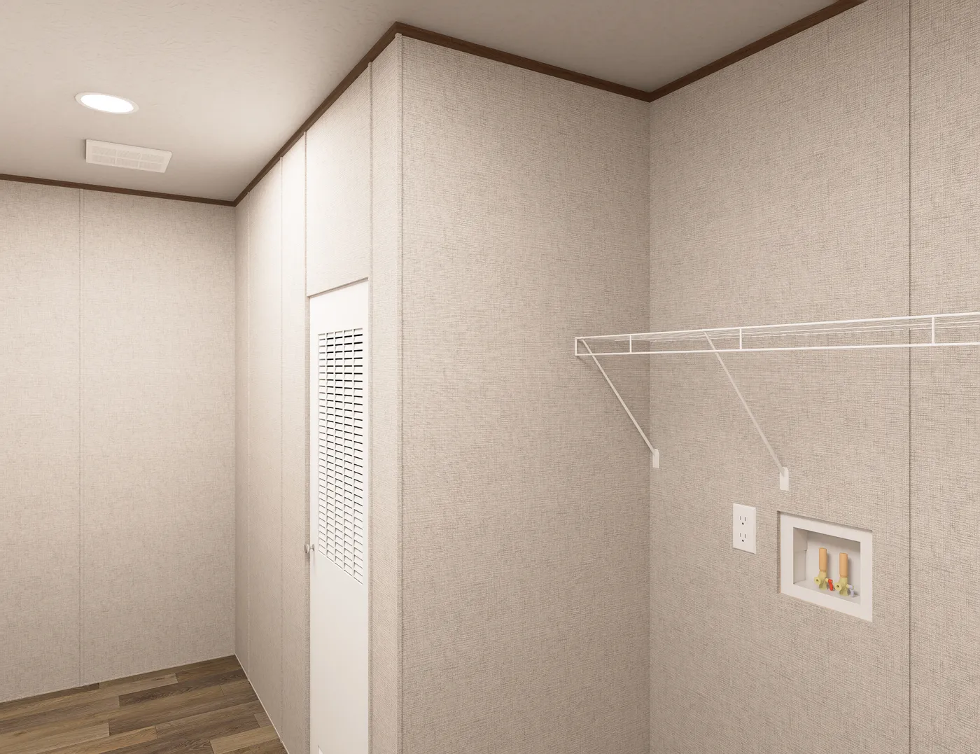 The REDWOOD Utility Room. This Manufactured Mobile Home features 5 bedrooms and 3 baths.