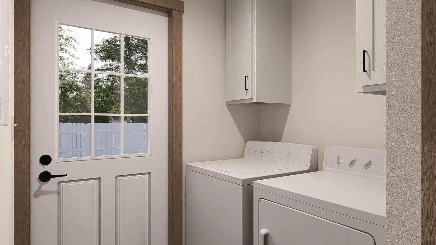 The LEXI Utility Room. This Manufactured Mobile Home features 3 bedrooms and 2 baths.