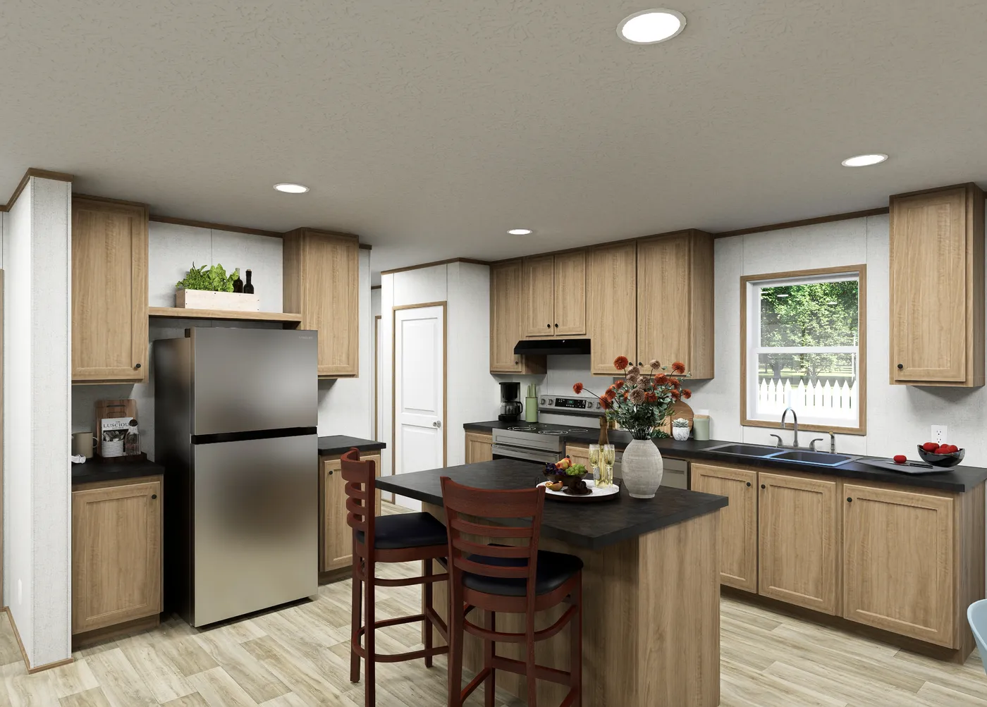 The VISTA Kitchen. This Manufactured Mobile Home features 3 bedrooms and 2 baths.