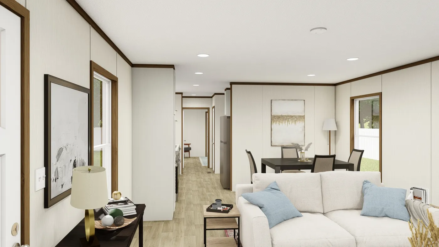 The DESIRE Family Room. This Manufactured Mobile Home features 3 bedrooms and 2 baths.