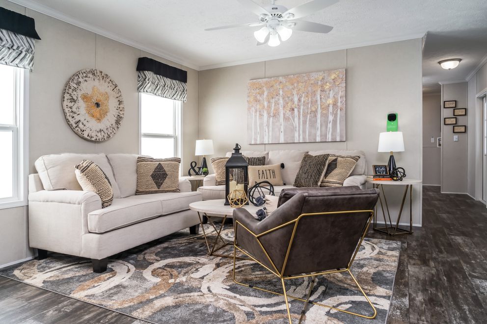 The RIVERVIEW Exterior. This Manufactured Mobile Home features 2 bedrooms and 2 baths.