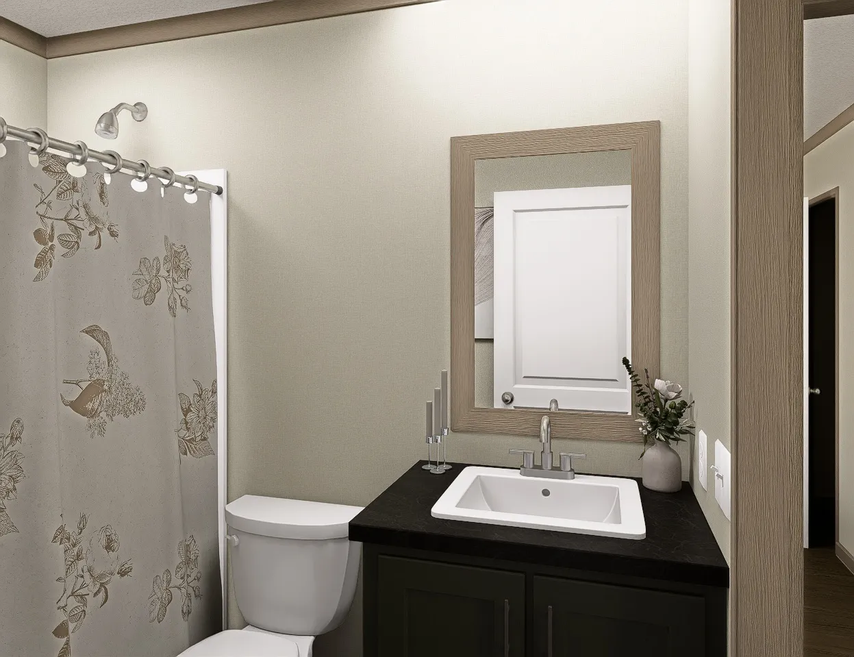 The SYDNEY Guest Bathroom. This Manufactured Mobile Home features 3 bedrooms and 2 baths.