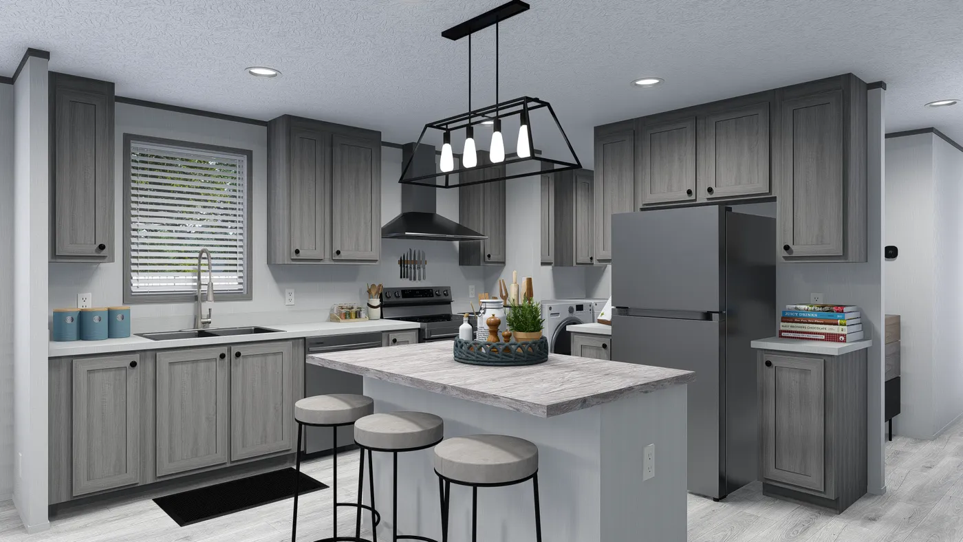 The AUGUSTA Kitchen. This Manufactured Mobile Home features 3 bedrooms and 2 baths.