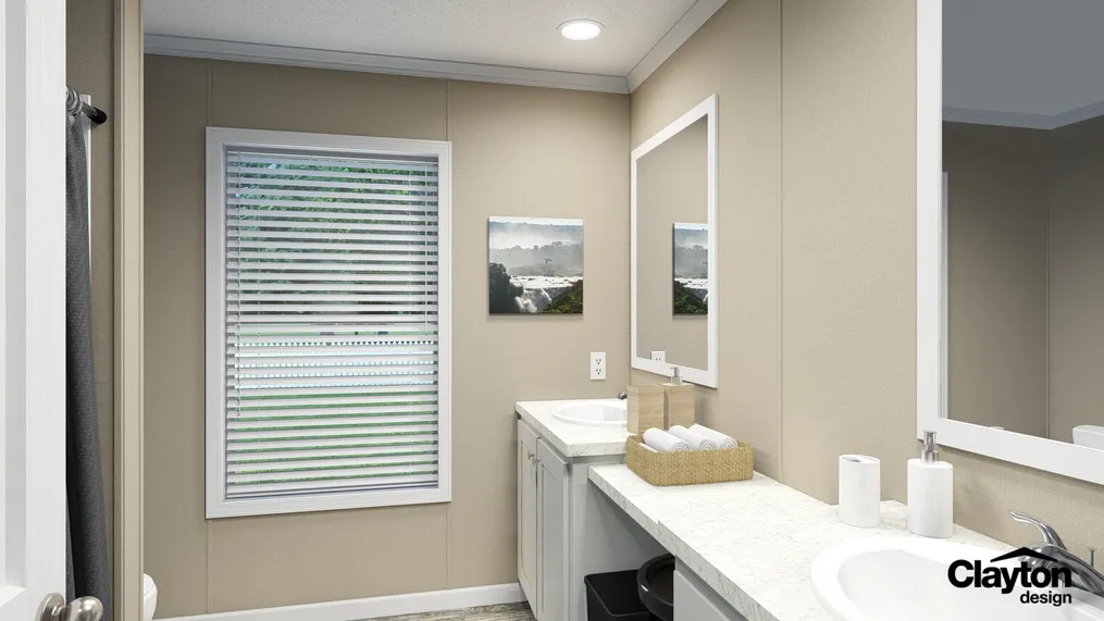 The SWEET BREEZE 56 Guest Bathroom. This Manufactured Mobile Home features 3 bedrooms and 2 baths.