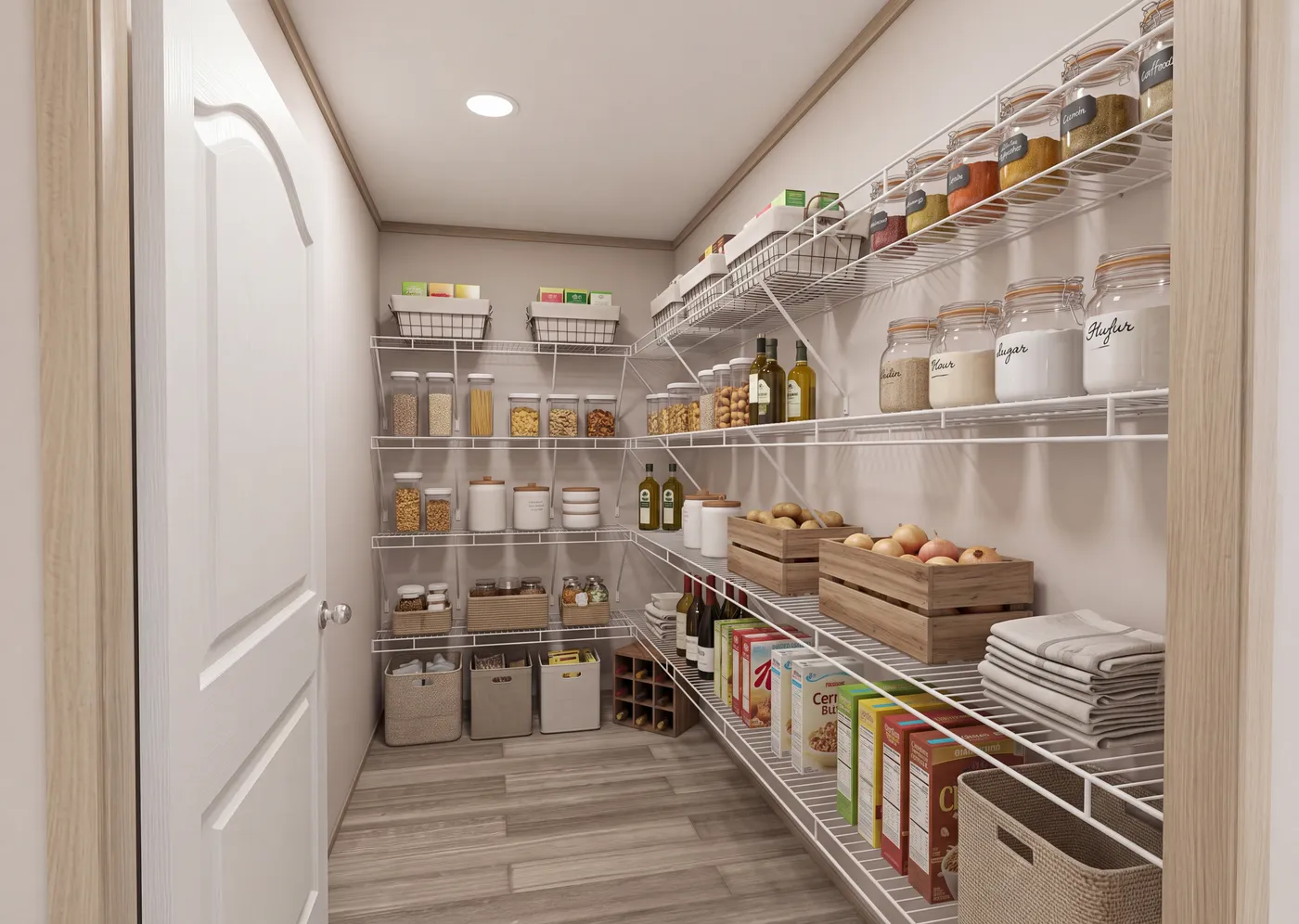 The THE MOUNTAINEER 76 Pantry. This Manufactured Mobile Home features 4 bedrooms and 2 baths.