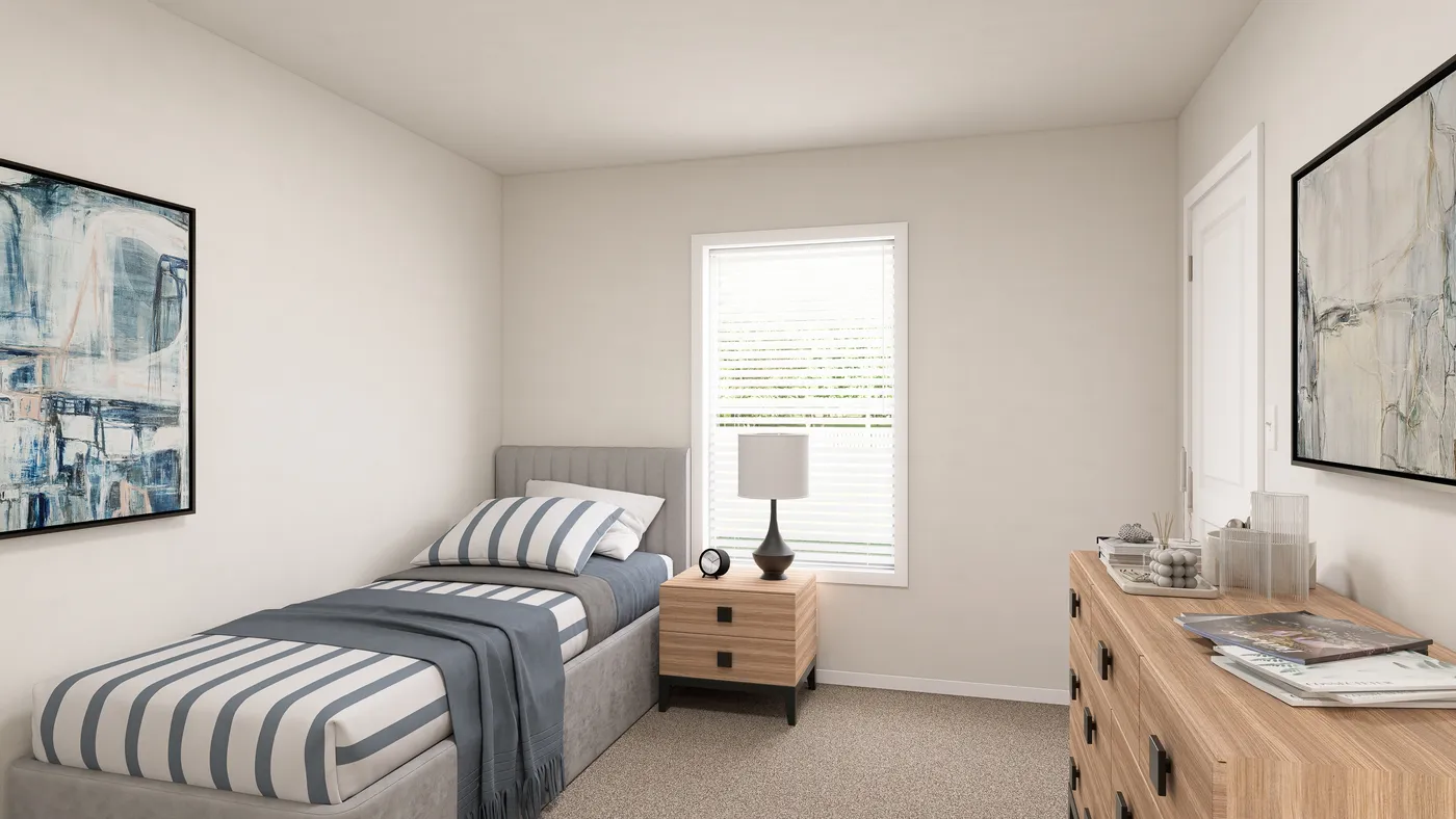 The DRM682F 68'              DREAM Bedroom. This Manufactured Mobile Home features 4 bedrooms and 2 baths.