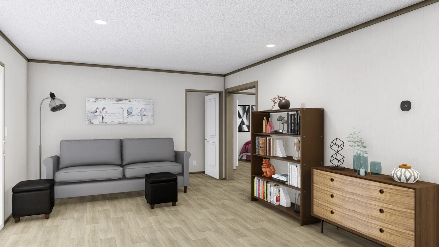 The BOONE Living Room. This Manufactured Mobile Home features 4 bedrooms and 2 baths.