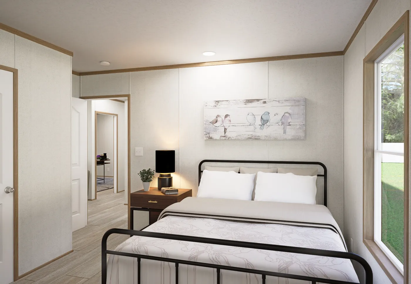 The THE MOUNTAINEER 68 Guest Bedroom. This Manufactured Mobile Home features 4 bedrooms and 2 baths.