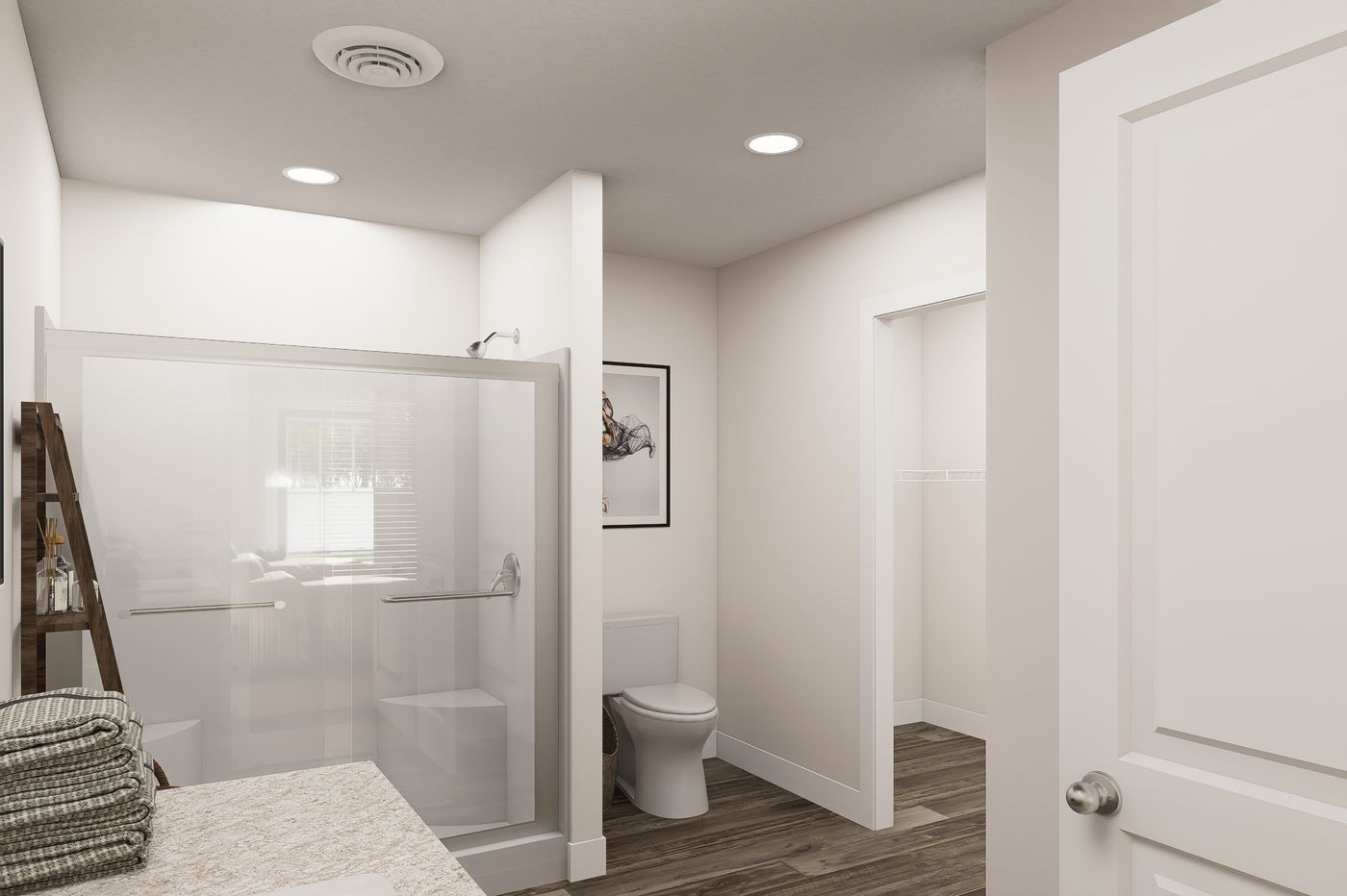 The 5628-MS067-2 HUNTINGTON Primary Bathroom. This Manufactured Mobile Home features 4 bedrooms and 2 baths.