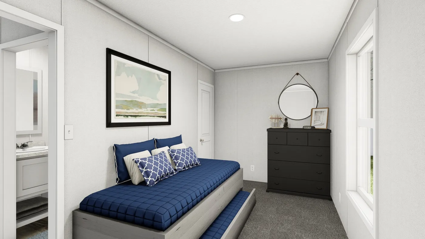 The SAPPHIRE Bedroom. This Manufactured Mobile Home features 3 bedrooms and 2 baths.