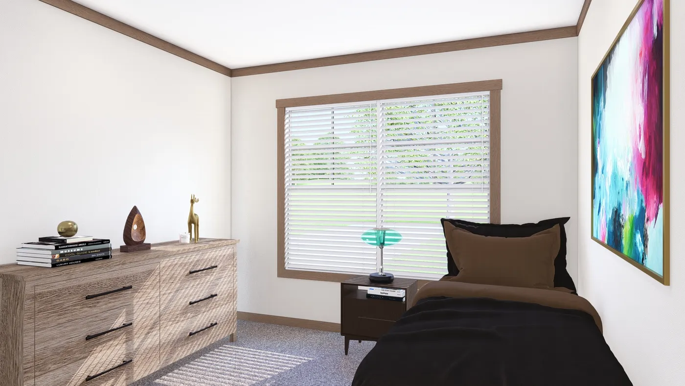 The FARM 4 FLEX Guest Bedroom. This Manufactured Mobile Home features 4 bedrooms and 3 baths.
