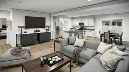 The THE PARKER Living Room. This Manufactured Mobile Home features 3 bedrooms and 2 baths.