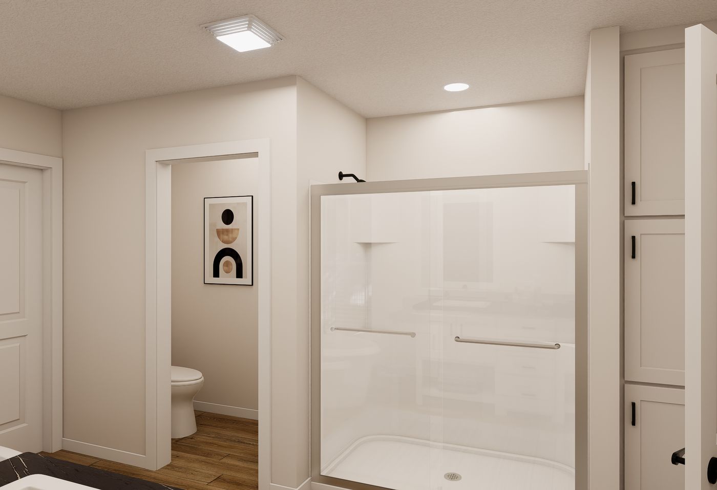 The PIONEER ST 6030-MS064 SECT Primary Bathroom. This Manufactured Mobile Home features 3 bedrooms and 2 baths.