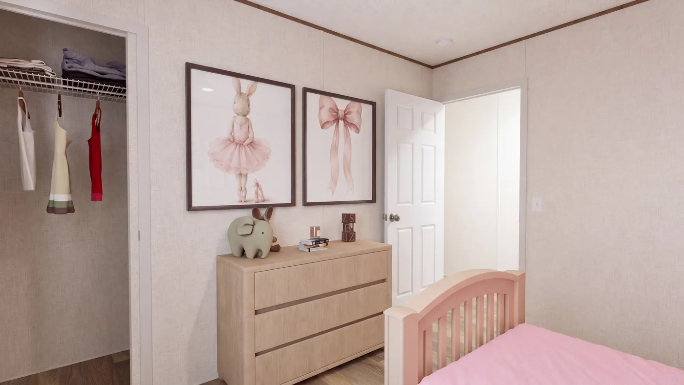 The MAGNOLIA Guest Bedroom. This Manufactured Mobile Home features 3 bedrooms and 2 baths.
