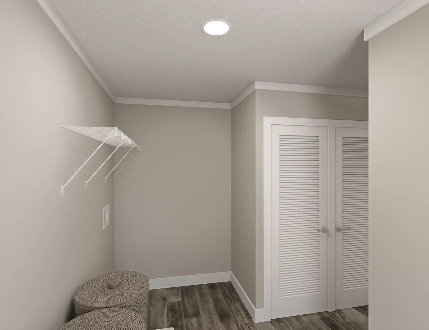 The BROOKLINE FLEX 32 WIDE Utility Room. This Manufactured Mobile Home features 4 bedrooms and 3 baths.