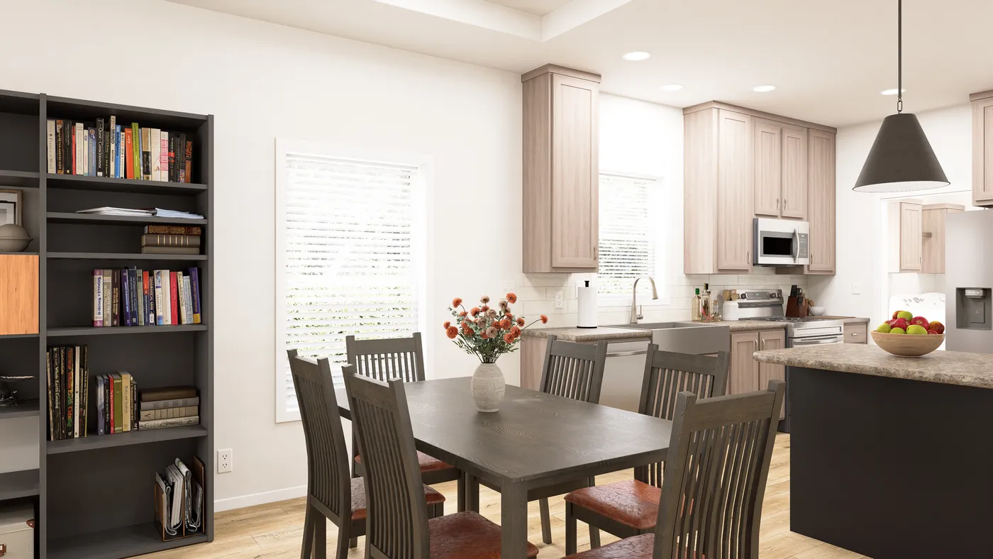 The PREFERRED PLUS CP561F  CLAYTON Dining Room. This Manufactured Mobile Home features 3 bedrooms and 2 baths.