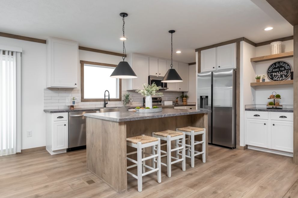 The THE LIZZIE Kitchen. This Manufactured Mobile Home features 3 bedrooms and 2 baths.