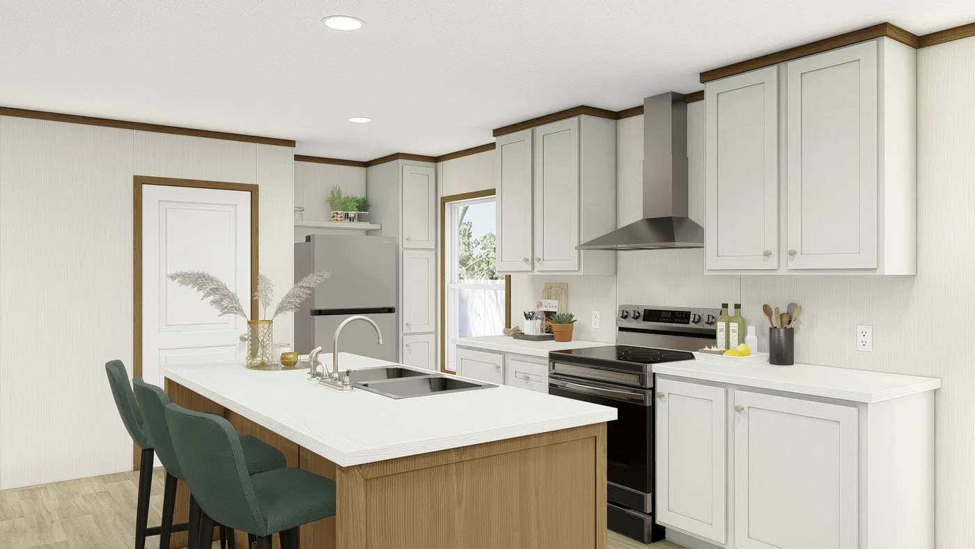 The THE EMPOWER Kitchen. This Manufactured Mobile Home features 4 bedrooms and 2 baths.